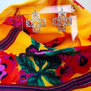 Trifari Silver Cross Earrings